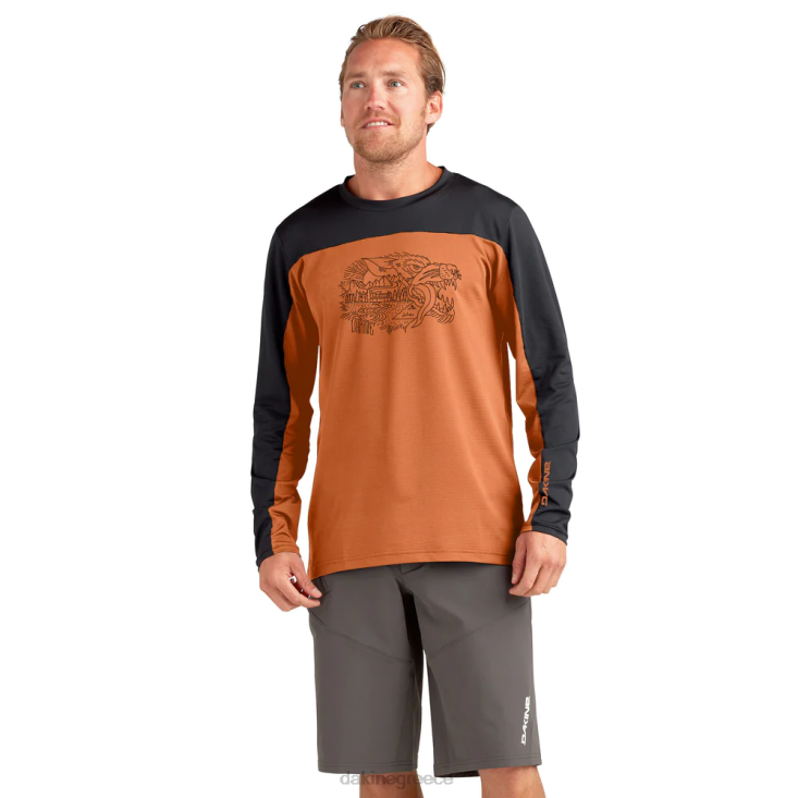 γρ Dakine άνδρες σύγκλινο μακρυμάνικο φανέλα ποδηλάτου παπάγια πορτοκαλί λύκος 4D06T146 είδη ένδυσης