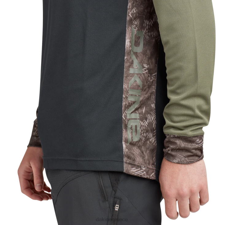 γρ Dakine άνδρες μακρυμάνικη φανέλα ποδηλάτου Thrillium Μαύρο/πράσινο κουβούκλιο & τύπωμα hasher 4D06T154 είδη ένδυσης