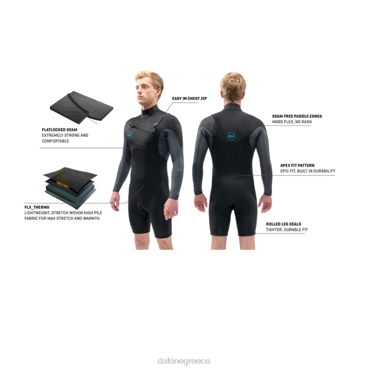 γρ Dakine άνδρες κβαντικό φερμουάρ στο στήθος μακρυμάνικο κοντό φόρμα 2/2mm f/l μαύρο/γκρι 4D06T103 είδη ένδυσης